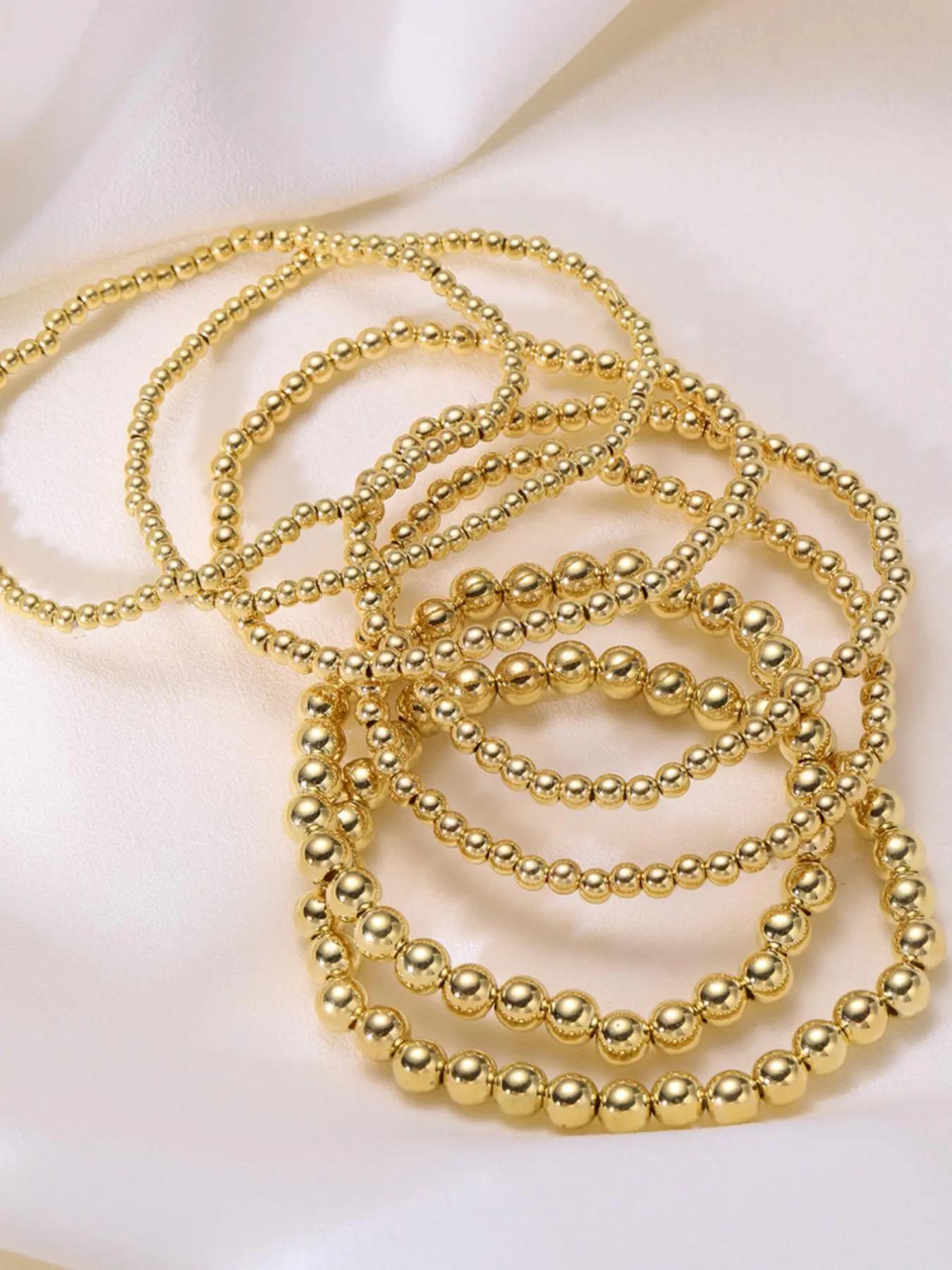 A 7-piece set of gold elastic Stackable Bracelets, with a retro style suitable for daily wear, vacation dates, and other occasions. It is also a surprising and exquisite small gift