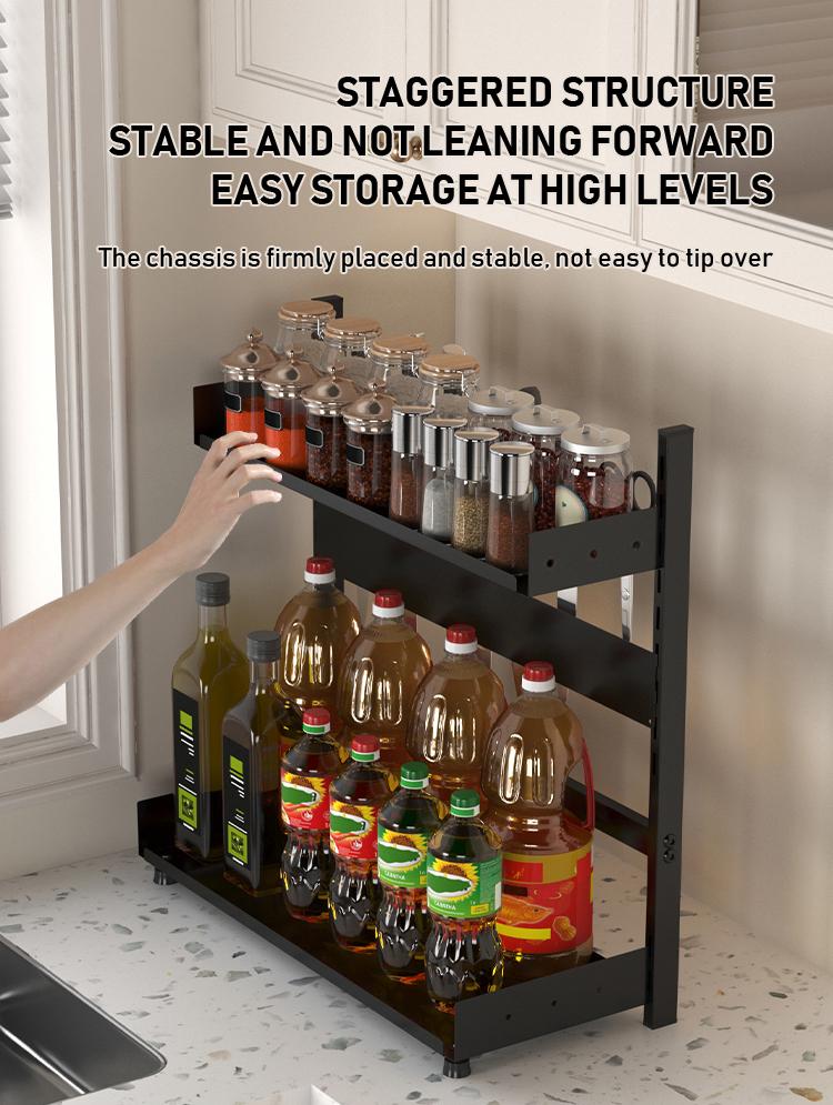 Three-Tier Kitchen Spice Rack, Multi-Functional Storage for Jars & Condiments, Detachable & Washable, Modern Design, Home & Restaurant Use
