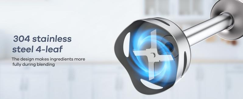 【 Only $27.99!!!】Ganiza Electric Immersion Blender Handheld, Max 1000W, 16 Speed, Stainless Steel, 800ml Mixing Beaker, 600ml Chopper, Whisk and Milk Frother Household Appliances Multifunction Durable