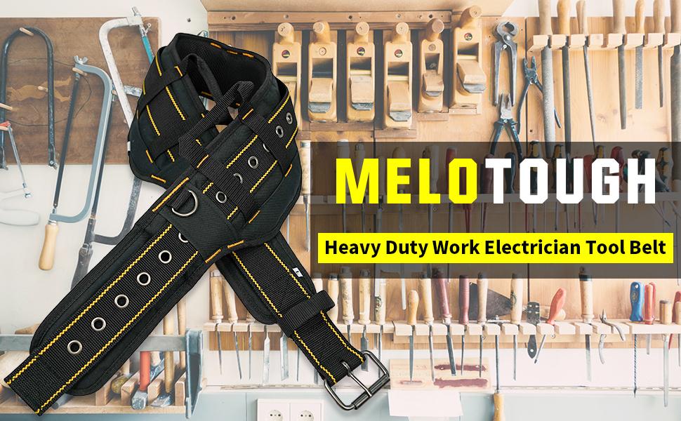 MELOTOUGH Padded Tool Belt with handle strap Construction Work Belt with D ring to hook with Tool Belt Suspenders(Tool Belt Suspenders not Included suspender