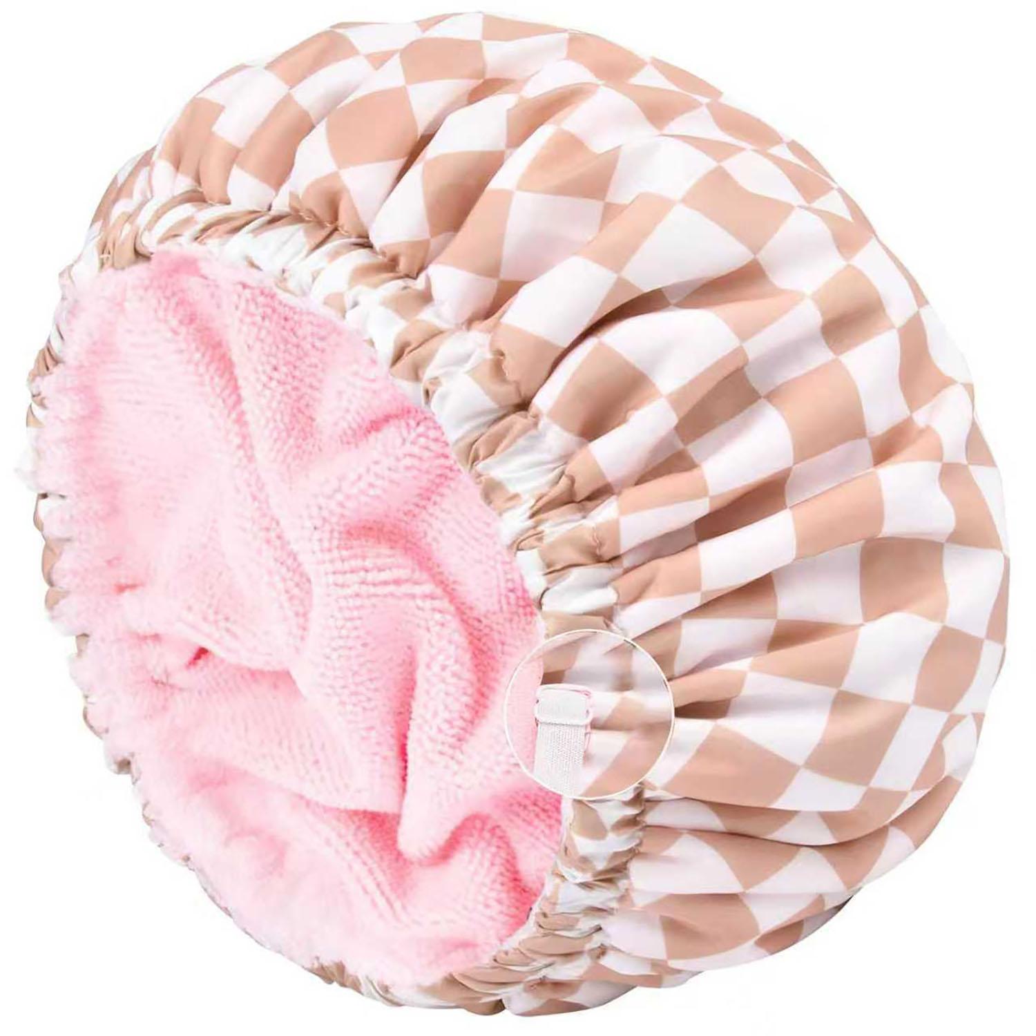 Adjustable Loop Bath Cap Waterproof Polyester Shower Cap Absorbent Microfiber Three-In-One Dry Hair Hat Bathroom Accessory