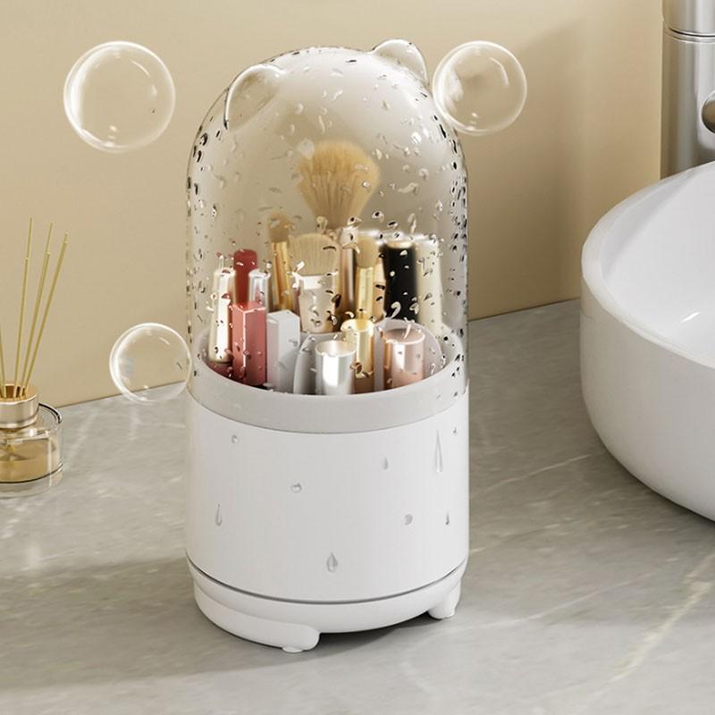 Rotating Makeup Brush Storage Box, Dustproof Beauty Brush Holder, Eyeshadow Brush Powder Brush Desktop Brow Pencil Eyeliner Pen Organizer