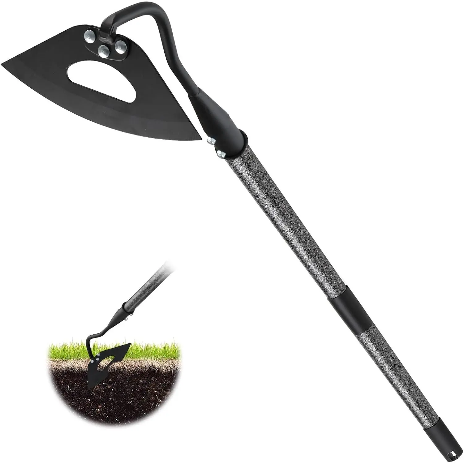Garden Hoe for Weeding,Heavy Duty Weeding Hoe for  Weeds Grass Removal,Loosening Soil Digging Planting Ridging,55 Inch Long Handle,Hardened Hollow Eye Hoe Garden Tools for Garden Flower Beds