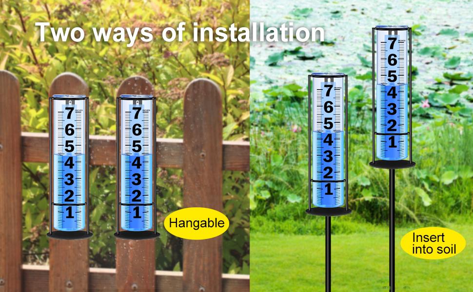 Rain Gauge Outdoor Upgraded, Accurate Freeze Proof Thickened Rain Gauges Outdoors Best Rated, Large Clear Numbers and Adjustable Height Rain Measuring Tool for Garden, Yard, Lawn, Patio, and Farm Use