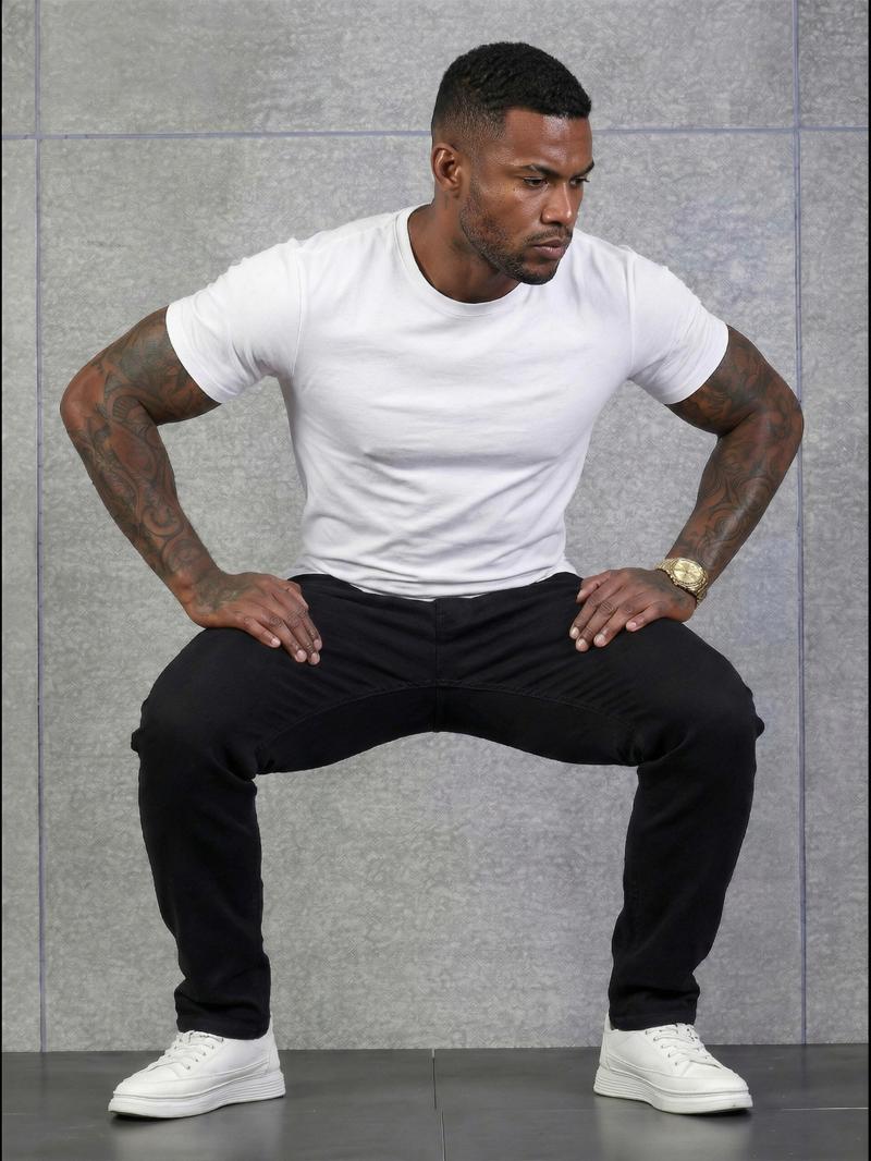 Men's High-End Slim Fit Elastic Jeans, Casual Style with Worn Details, Comfortable All Season Wear, Daily Fashion