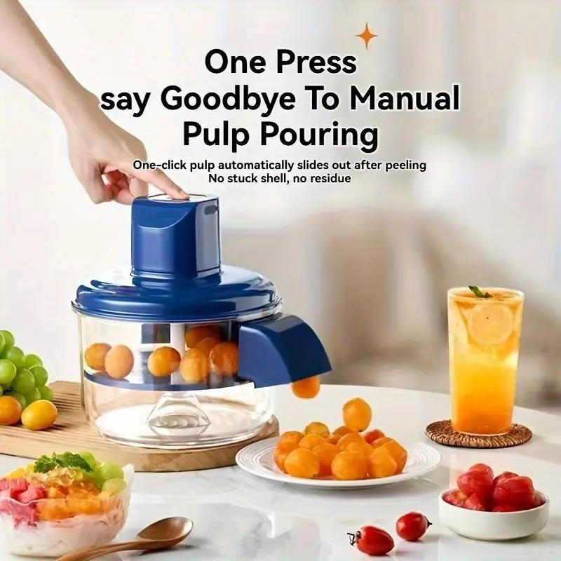 One-button operation fully automatic fruit and vegetable peeler, grape peeler, tomato peeler, garlic peeler, kitchen fruit and vegetable peeler, vegetable and fruit slicer, fast and easy multi-function food processor