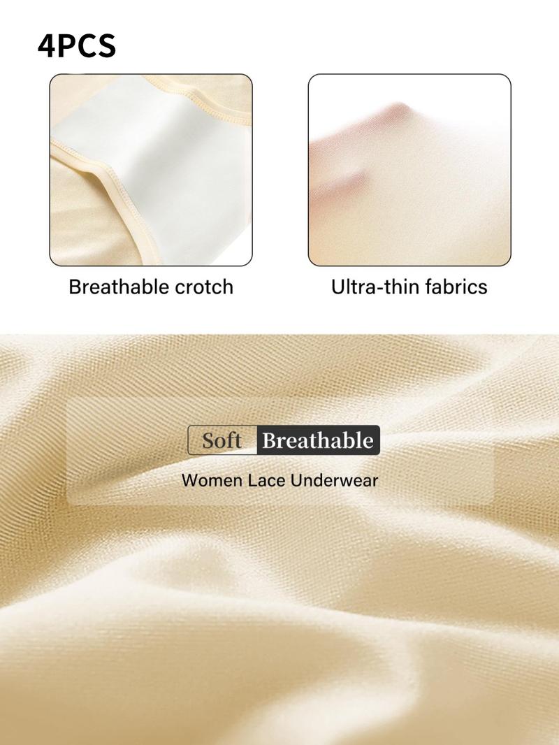 Women's High-Waisted Mesh Panties Set (4-Pack), Soft Breathable Non-Irritating Design, Comfortable All Season Underwear, Sizes S-Xxl