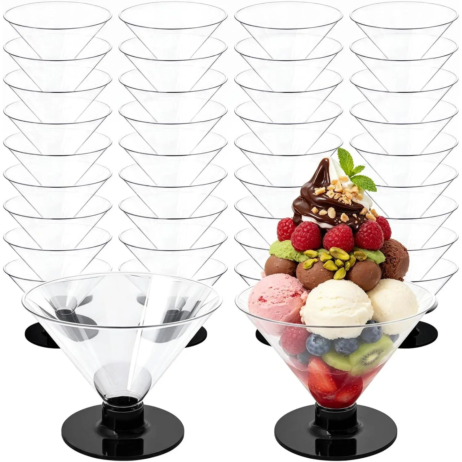 100 count Black Plastic Martini Glasses for Parties Weddings Bars | 5 oz Martini Plastic Cups, Short Martini Glasses for Desserts Appetizers  Ice Cream Fruit