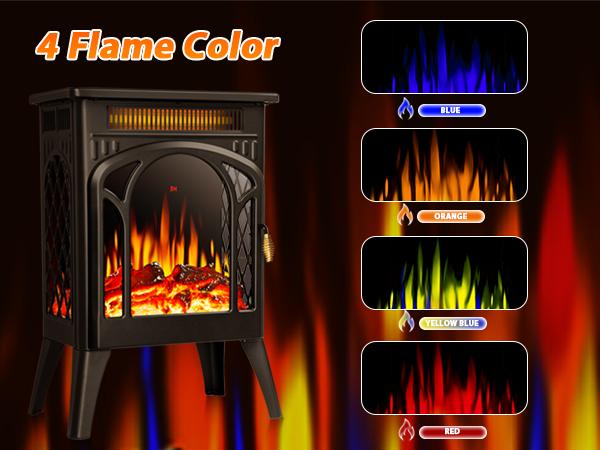 【Fall Deals For You】16 Inch Electric Fireplace, Freestanding Fireplace Stove with 3D Flame Effect, Small Electric Fireplace Heaters for Indoor Use with Remote, Temperature Adjustment, ETL Certified, Black…