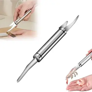 Stainless Steel Shrimp Deveiner Set, Efficient Peeler & Portable Cleaning Utensils for Black Tiger, White Butterfly Shrimp