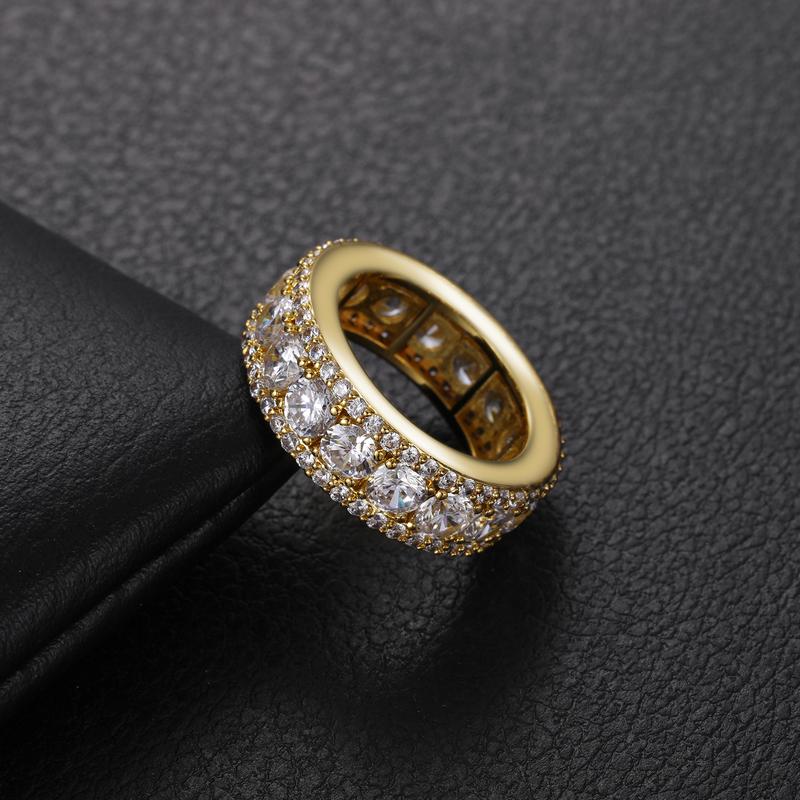 【#R44】UCCIYO 8mm Synthetic Moissanite Rings For Men Hip Hop Jewelry Sterling Silver S925