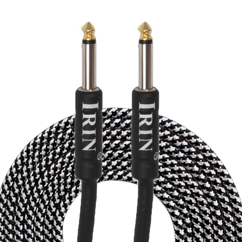 IRIN electric guitar 3m cable Guitar cable electric instrument bass amp cord for electric mandolin (black), Pro Audio (right angle to straight)
