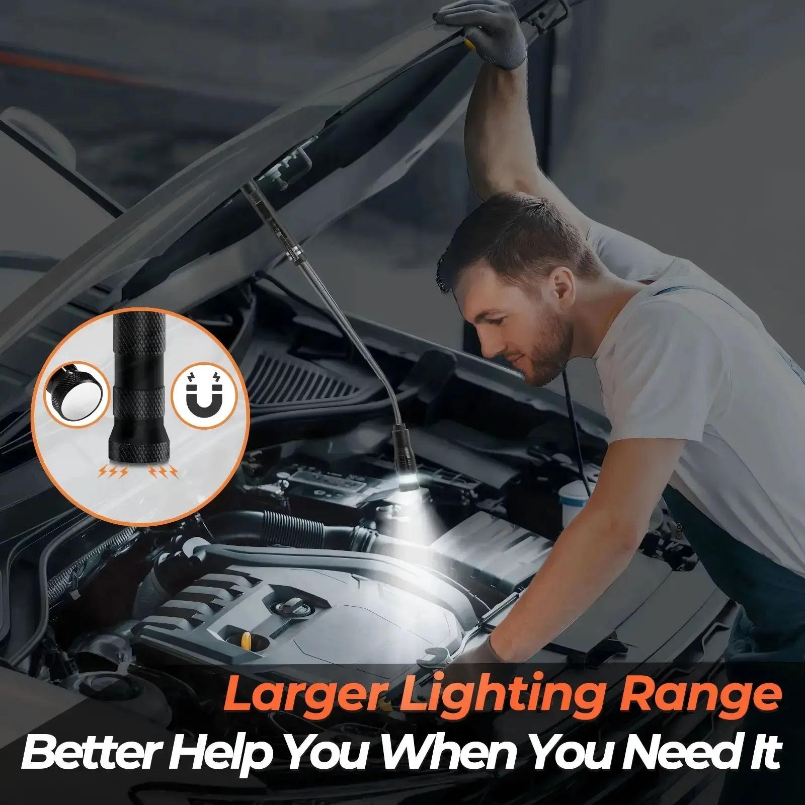 Adjustable Magnetic Pickup Tool with LED Flashlight, Ideal Gift for Men, Father's Day Present, Birthday Gift for Dad