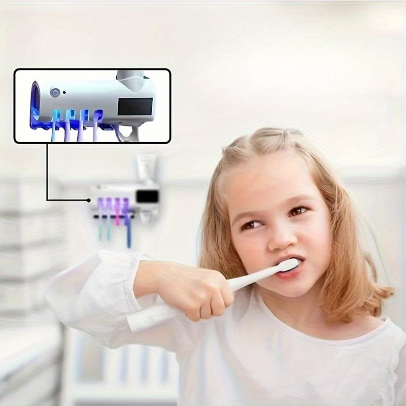 Automatic Toothpaste Dispenser Brush Holder, Modern Plastic Wall Mount USB Charging Bathroom Storage, Home Decor Gift for Friends, Toothbrush Holders