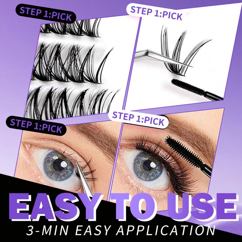 High-capacity false eyelashes in various styles, D-curved design, easy DIY personal false eyelashes, DIY false eyelash extension kit, Individual lash extensions, suitable for daily use, parties, travel
