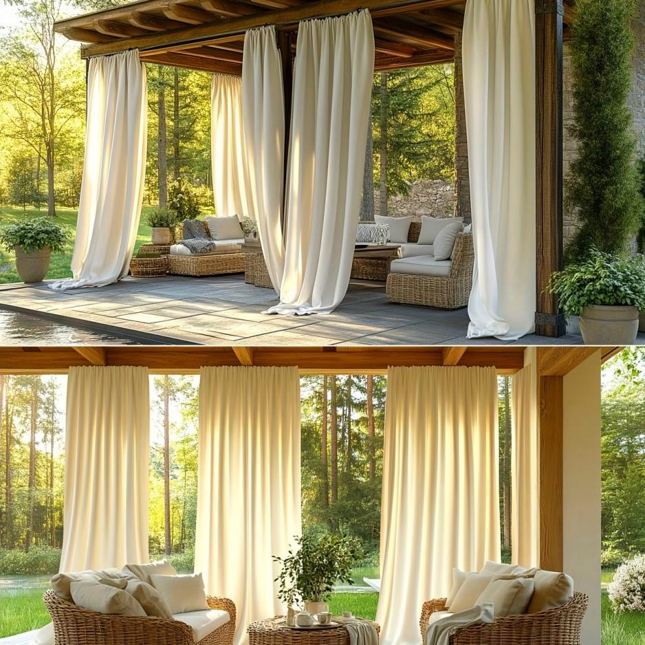 1pc French Cream Dreamy Sheer Curtain, Living Room Lazy Style, Lightweight Fabric, Fits French, Wood Styles, Cozy Atmosphere