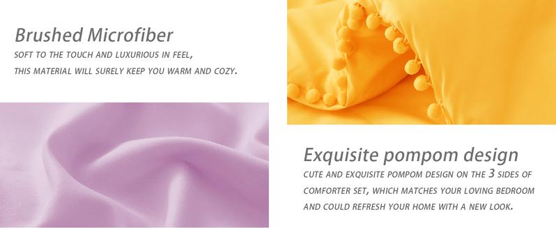 Exclusivo Mezcla Boho Pom Pom Ball Fringe Comforter Set, Lightweight Down Alternative Bedding Comforter Sets for All Seasons