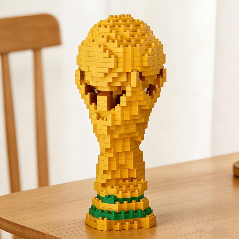 Football Sports Hercules Cup Building Blocks Sports Trophy Football Match Trophy Surrounding Ornaments Toys Home Decoration Small Gifts