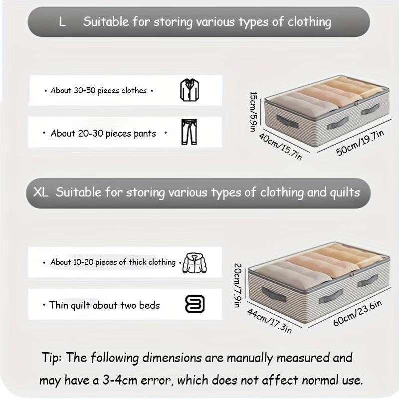 1 large storage and organization bag - Multi compartment, multi-layer striped design, durable polyester material, portable clothing organization bag, suitable for women's fashion matching, mixed color design, bedroom storage, Folding Storage Bin