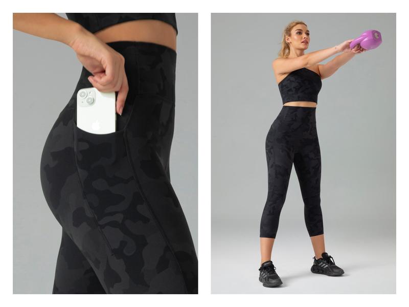 Colorfulkoala Women's No Front Seam Yoga Capri 21" with Side Pocket Dreamlux High-Waisted Tummy Control Workout Leggings  Petite Length