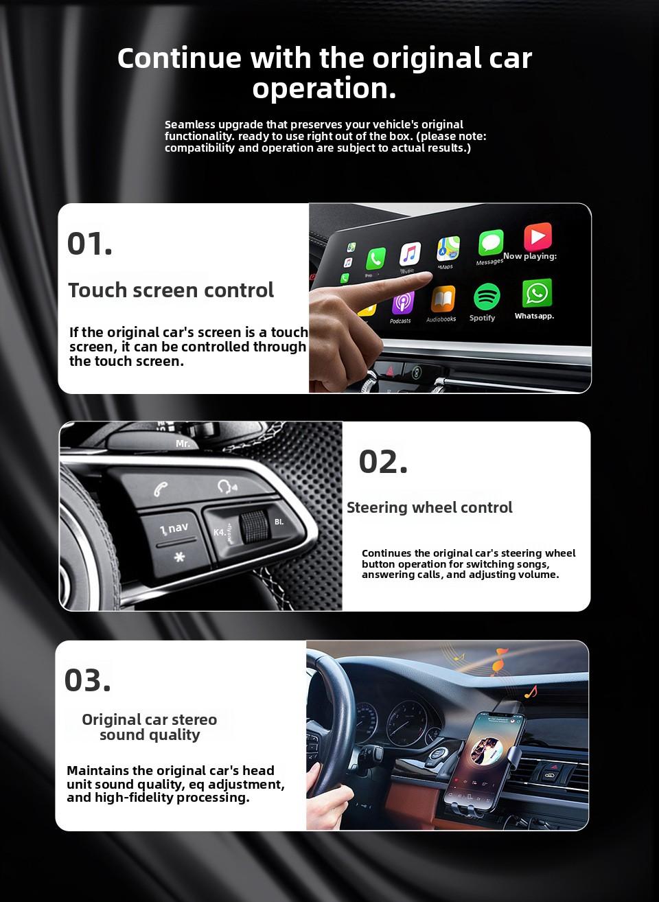 Wireless CarPlay & Android Auto Adapter - 4GB RAM Smart Dongle with USB-Type-C, Plug-and-Play, App Access, Pearl Nickel Finish for Universal Fit Vehicles, Daily Commute Use