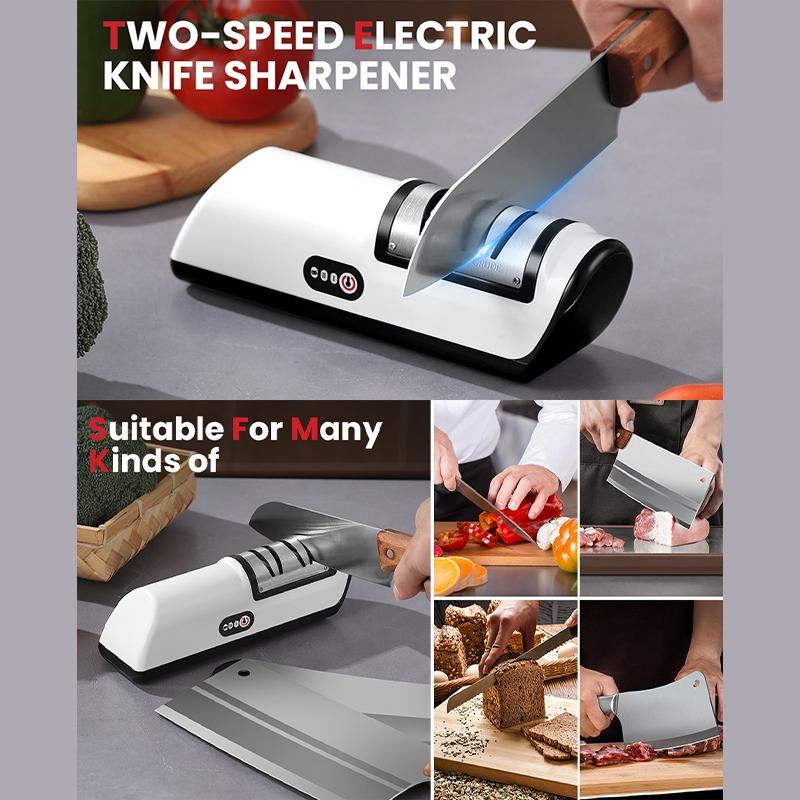 Electric Knife Sharpener, 1 Count Multifunctional Knife Sharpener, Household Kitchen Gadget, Easy to Use & Time-Saving Tool, Must-Have Kitchen Essentials, Trending Gift for Home Cooks 2025