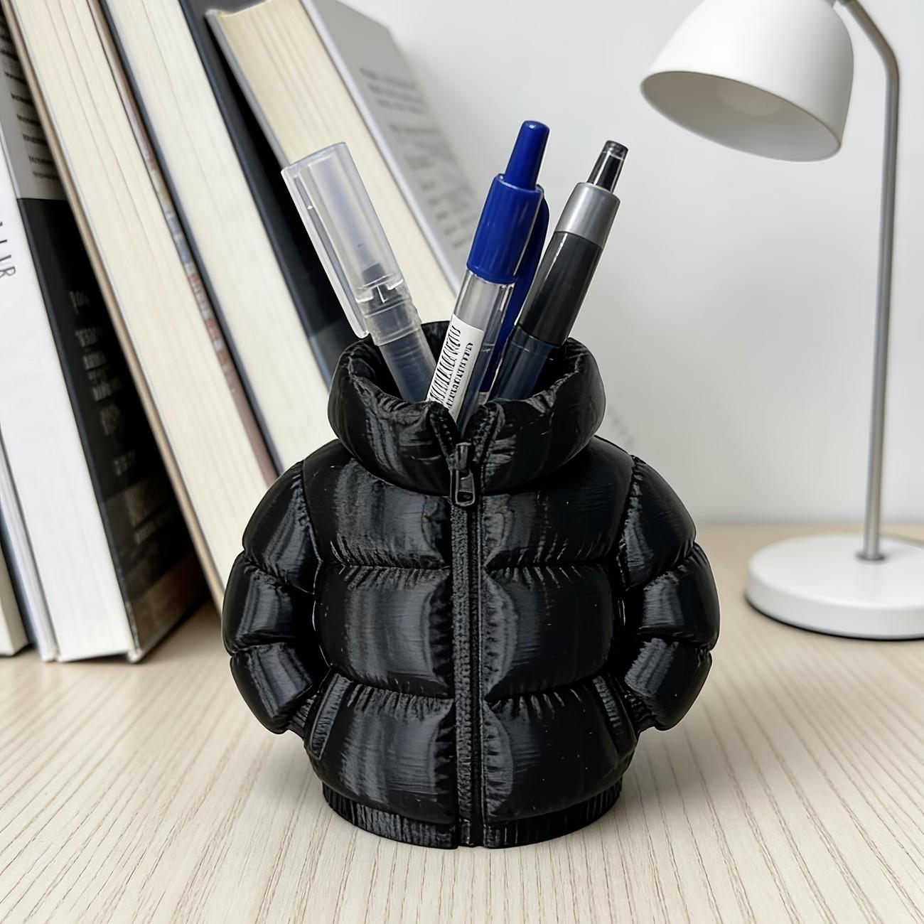 Cute Down Jacket-Shaped Pen Holder & Desktop Organizer, 3D Printed Novelty Coaster Set, Classroom, Home Office Desk Decoration