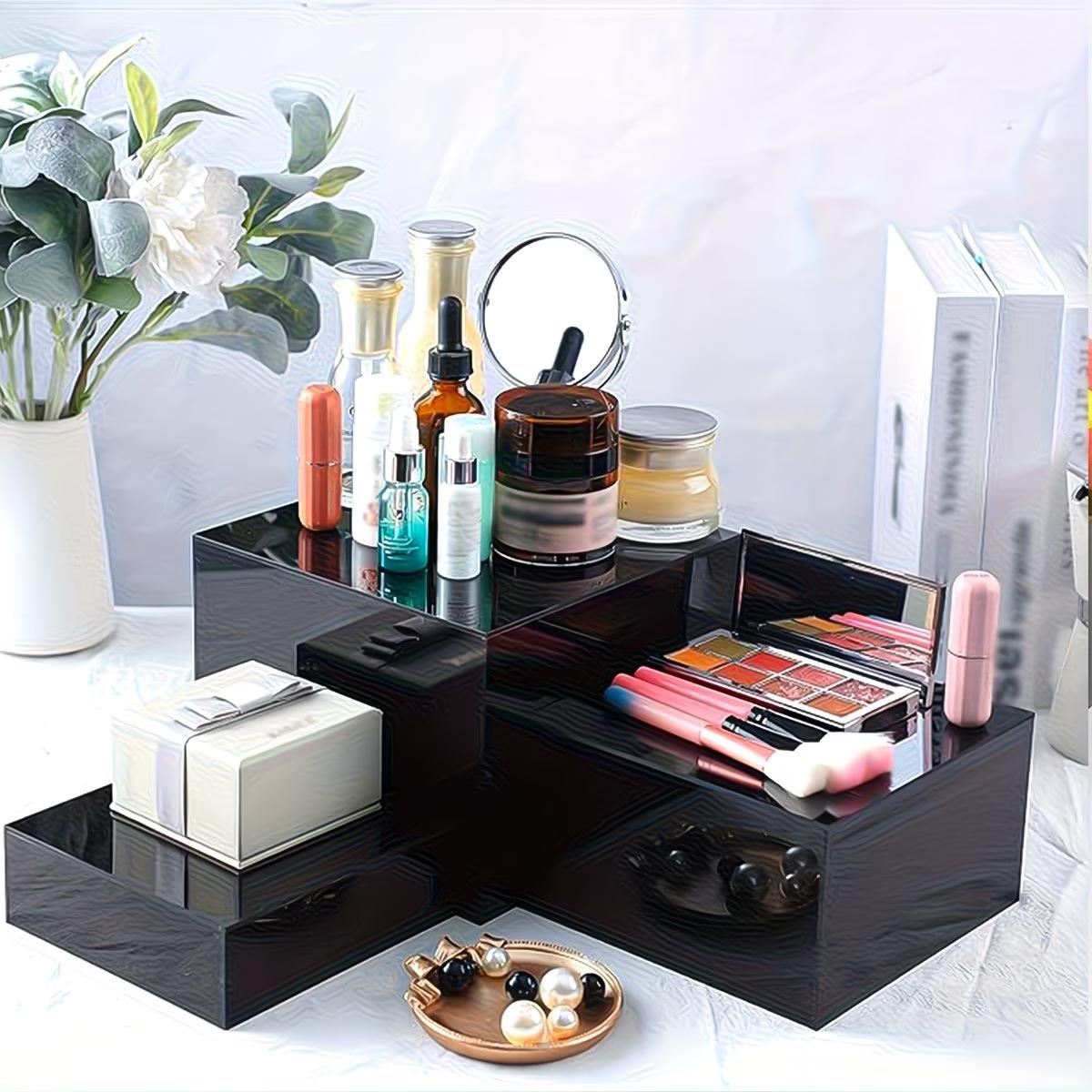 6-Piece Acrylic Cube Display Nesting Risers Set, Square Stackable Dual-Purpose Storage & Showcase Box with Hollow Bottoms, Multi-Functional Jewelry Dessert Display Stand, Acrylic Shelf