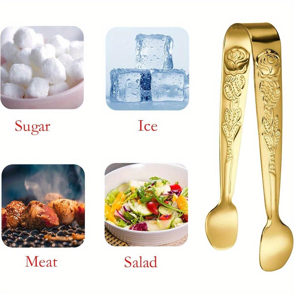 1pc ice tongs, sugar cube tongs, ice cube tongs, fruit tongs, bar ice bucket tongs, rose-shaped tongs, sugar tongs, mini food tongs, rose-patterned ice cube tongs, cookie tongs, lemon slice tweezers