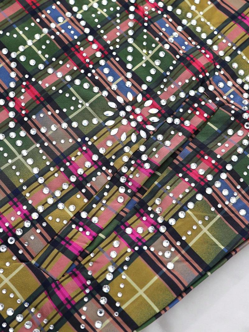 Men's Vintage Plaid Shirt with Rhinestones, Street Style Fashion, Casual Long Sleeve, Soft Comfortable Fabric, Casual Stylish Menswear Men's Vintage Plaid Shirt with Rhinestones, Street Style Fashion, Casual Long Sleeve, Soft Comfortable Fabric, Casual Stylish Menswear