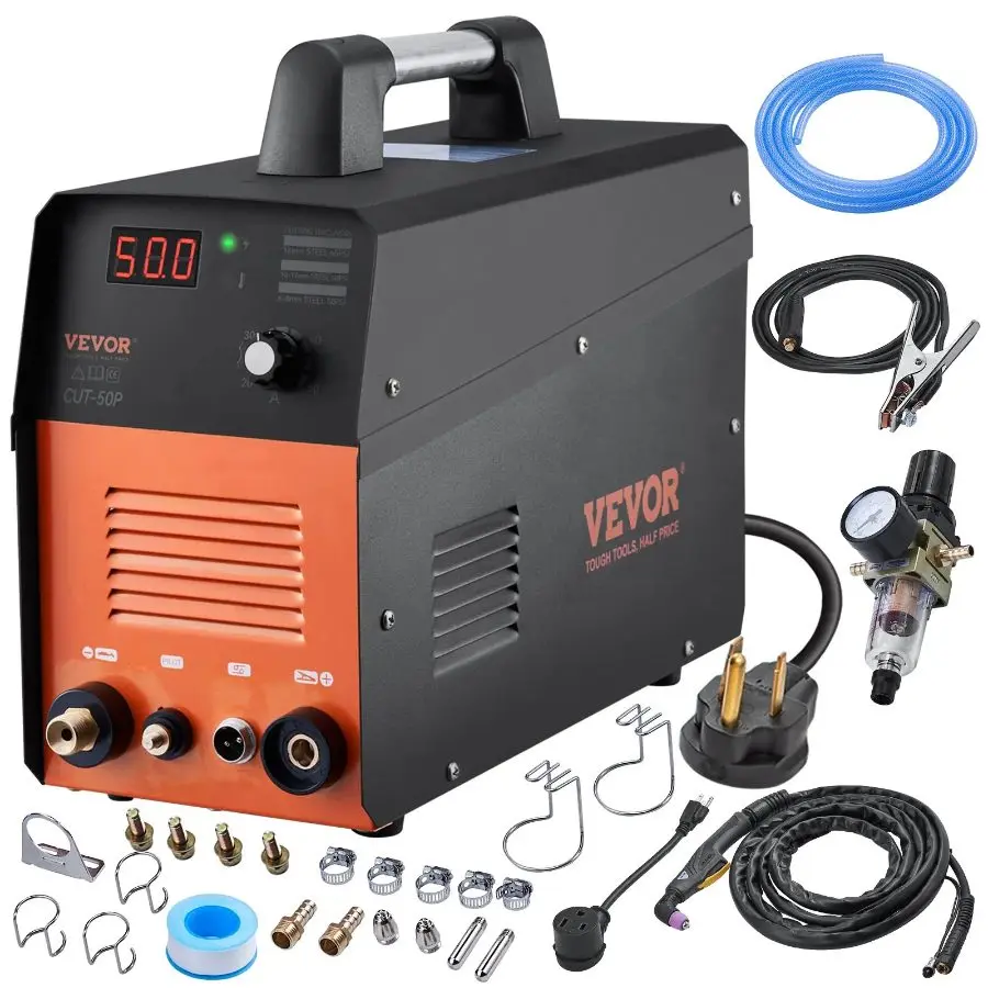 SummerfindsVEVOR Plasma Cutter 50AmpAir Cutting Machine with Plasma Torch110V/220V Dual Voltage AC IGBT Inverter Metal Cutting Equipment for 1/2" Clean Cut Aluminum and Stainless SteelBlack, Metalworking Tools, Portable Plasma Cutter