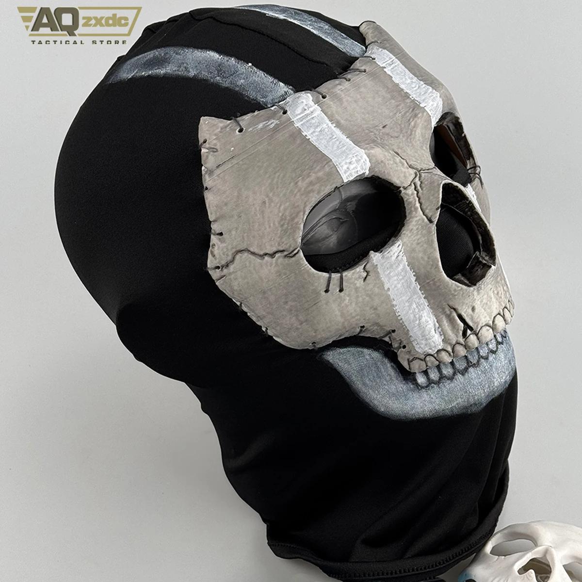 AQzxdc Call of Duty 16 Scary Mask, Classic Skeleton Ghost Chin Mask Ghost Scary Headgear for COD Warzone Cosplay Airsoft Mask Halloween patellaband