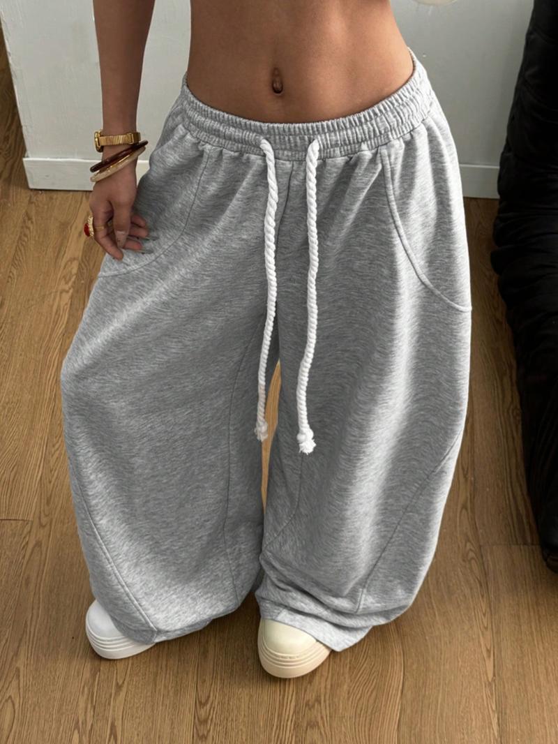 Women's Fall/Winter Streetwear Going Out Back To School Break Oversized Elastic Waistband Comfortable Scimitar Pants Sweatpants