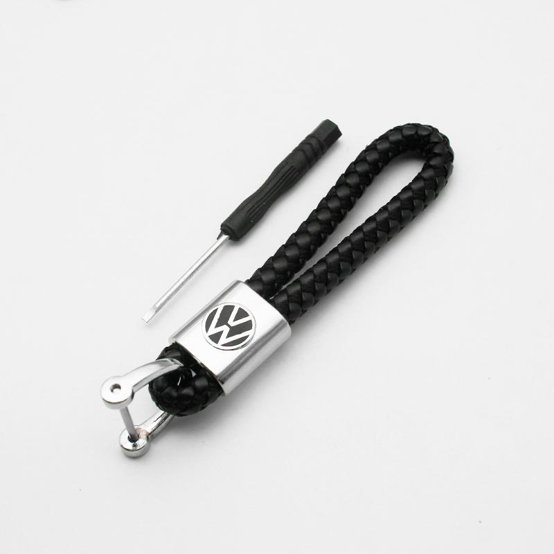 1PCS Volkswagen Keychain Key Ring & Key Case GTI Style Leather Metal Key Chain For VW Golf Polo Passat Tiguan Lavida Bora Auto Accessories Gift