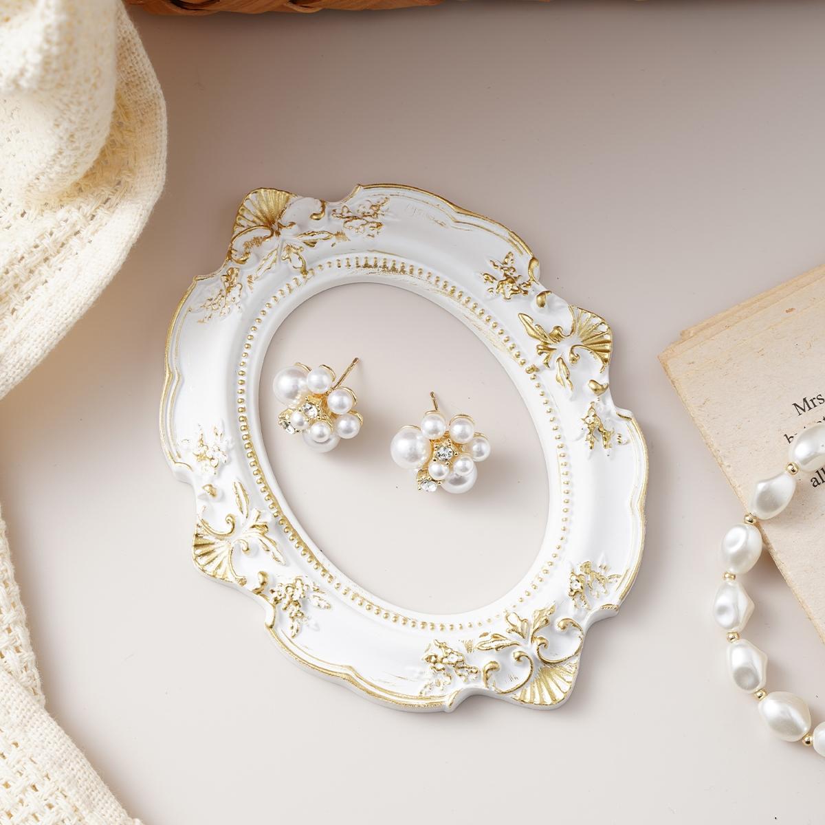 European Style Gold-Trimmed Mini Carved Frame, Resin Hand-Painted Indoor Desktop Decor, DIY Craft Kit, Wedding & Festival Decoration