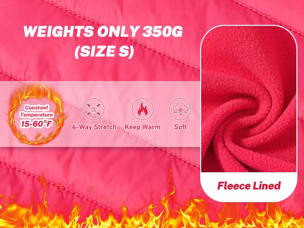 MoFiz Womens Lightweight Insulated Hiking Jacket Fleece Lined Thermal Hybrid Softshell Full Zip Winter Fall Running Coat