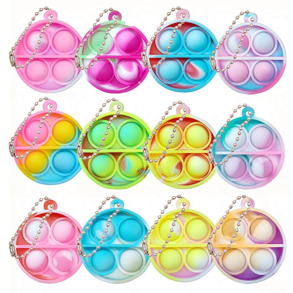 12/24/48Pcs Mini Pop Fidget Toy Pack Kit Keychain Stress Relief Toys Party Favors Office Desk Toy for Kids Adults Brinquedos