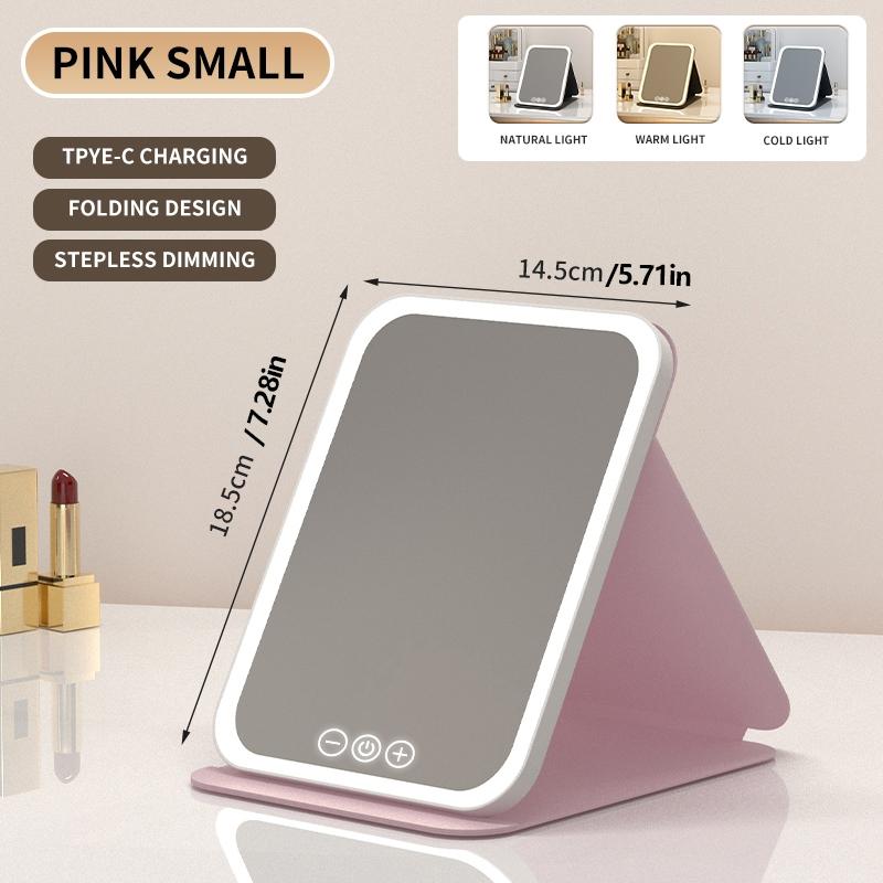 LED Light Foldable Makeup Mirror, Smart Touch Control, Durable, Lighted Desktop Mirror, Table Desk Mirror, Bathroom Living Room Decor Makeup, Daily Gift