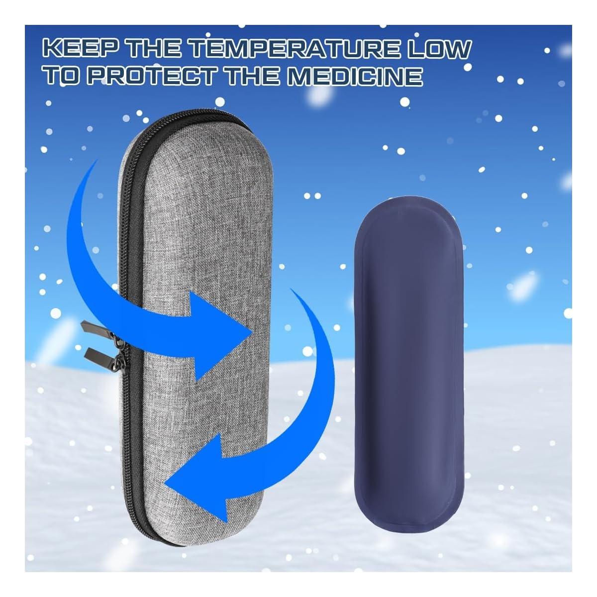 Set of 2 Insulated Insulin Freezer Travel Bag with Ice Pack - Insulated Medicine Storage Box with Zipper, Insulated Bag for Diabetes Management, Insulin Pen and Blood Glucose Monitor Storage - Portable Insulated Travel Case