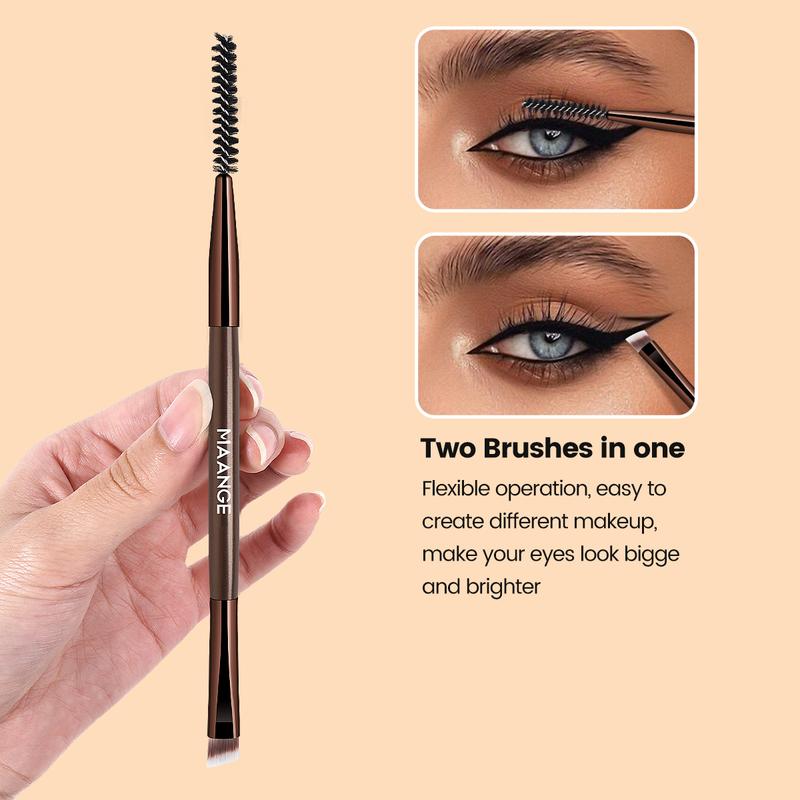 MAANGE 5pcs Double-ended Makeup Brush Set,Eyebrow Brush & Blending Brush, Nose Shadow Brush & Small Eyeshadow Brush, Foundation Brush & Eyeliner Brush, Eyelash Brush & Eyebrow Brush, Angle Foundation Brush & Eyebrow Brush, Cosmetic Brush Set