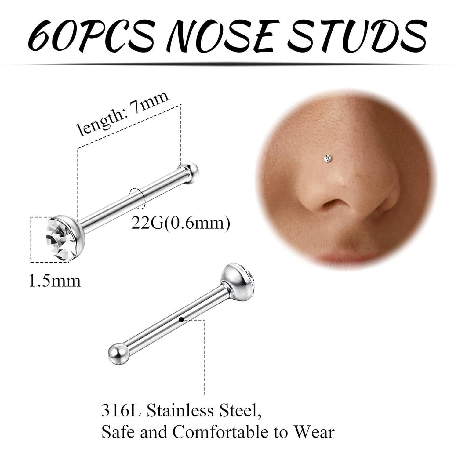 Jstyle 60 Pcs Hypoallergenic Stainless Steel Nose Studs for Women Men Sparkly CZ Small Nose Studs Rings Piercing Body Jewelry 1.5mm 2mm 2.5mm Jstyle 60 Pcs Hypoallergenic Stainless Steel Nose Studs for Women Men Sparkly CZ Small Nose Studs Rings Piercing Body Jewelry 1.5mm 2mm 2.5mm