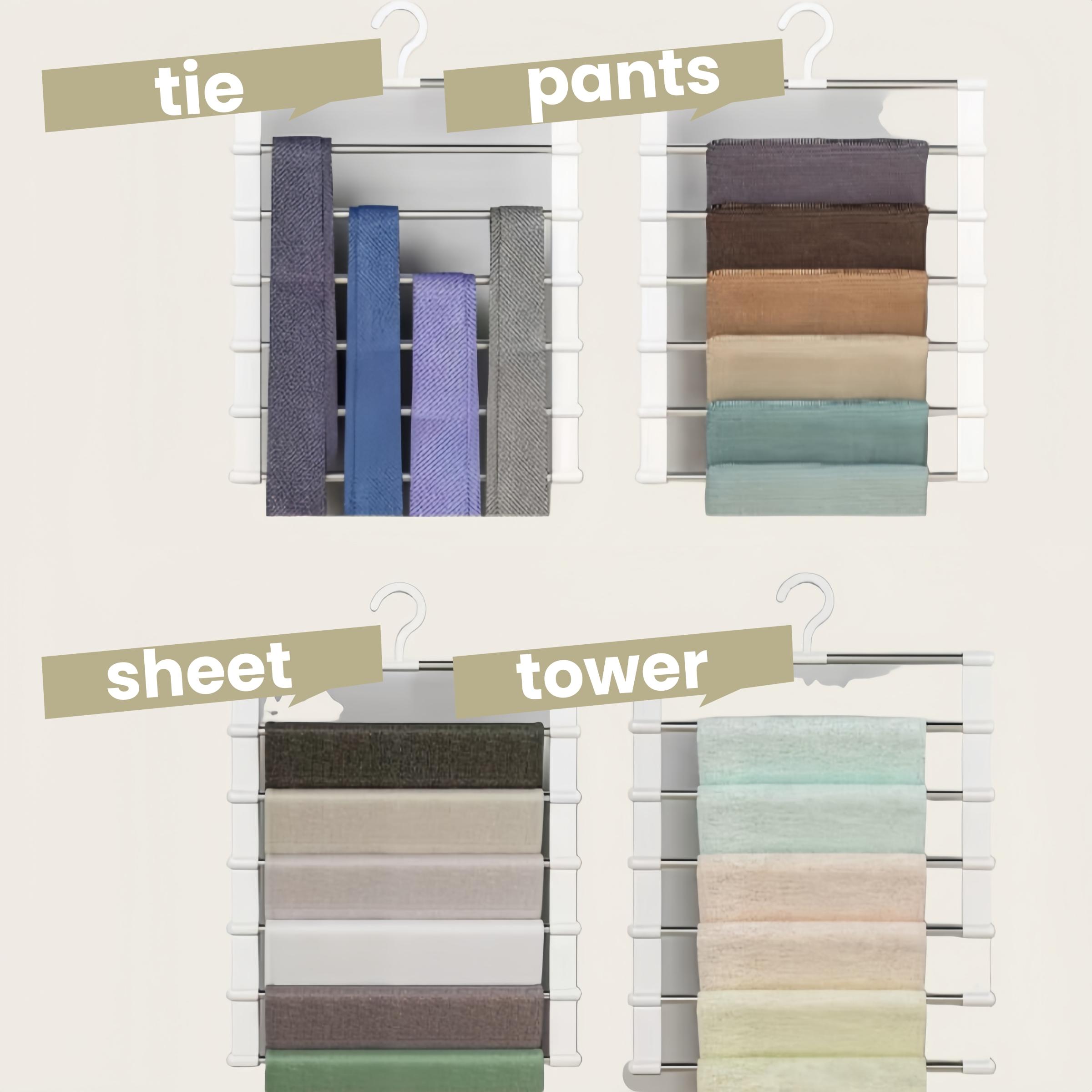 Multifunctional Closet Organizer Rack, 7-Tier Cloud Ladder Pants Hanger, Foldable Seamless Pant Hook, Compatible with Pants/ties/bedding/towels