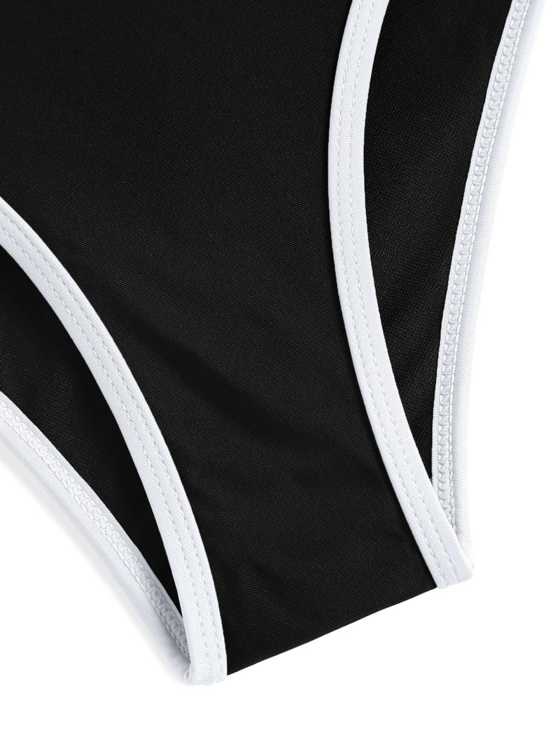 Women Summer Beach Fashion Color Block High Waisted Spaghetti Strap Bikini Set Two Piece Bathing Suits