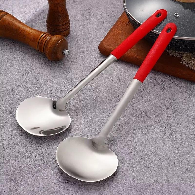 304 Stainless Steel Cooking Spoon, Thickened Long Handle, Heat Resistant Non-Slip, Corrosion-Resistant, Easy to Clean, Kitchen Utensil
