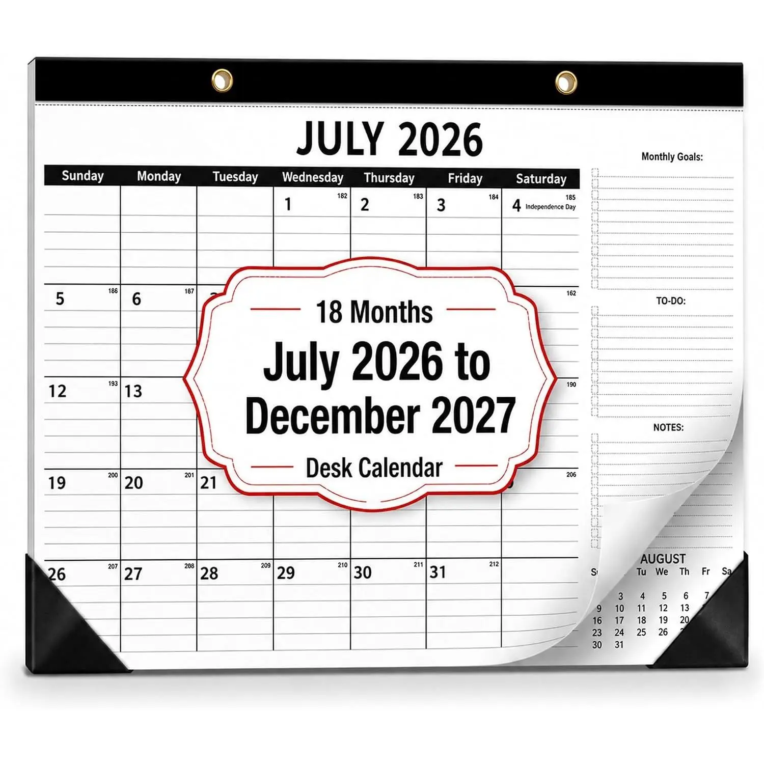 Desk Calendar 2026-2027 - 18 Month Family Monthly Planner (July 2026 - Dec 2027), 17" x 12" Large Calendar with Thick 120 GSM Paper, Waterproof PP Film Protector for Home Organization & Kitchen
