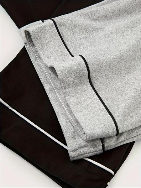 Women's Short Sleeve Lapel Design Top & Long Pants Set, Chest Pocket Detail, Spring & Fall Wear