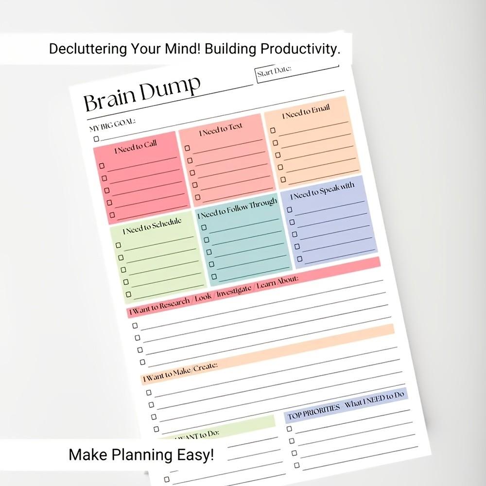 Multifunctional Daily Planner Notebook, Inspirational Design with Note and List Areas, Portable for Work, Study, Meetings, Personal Management, Productivity Planner