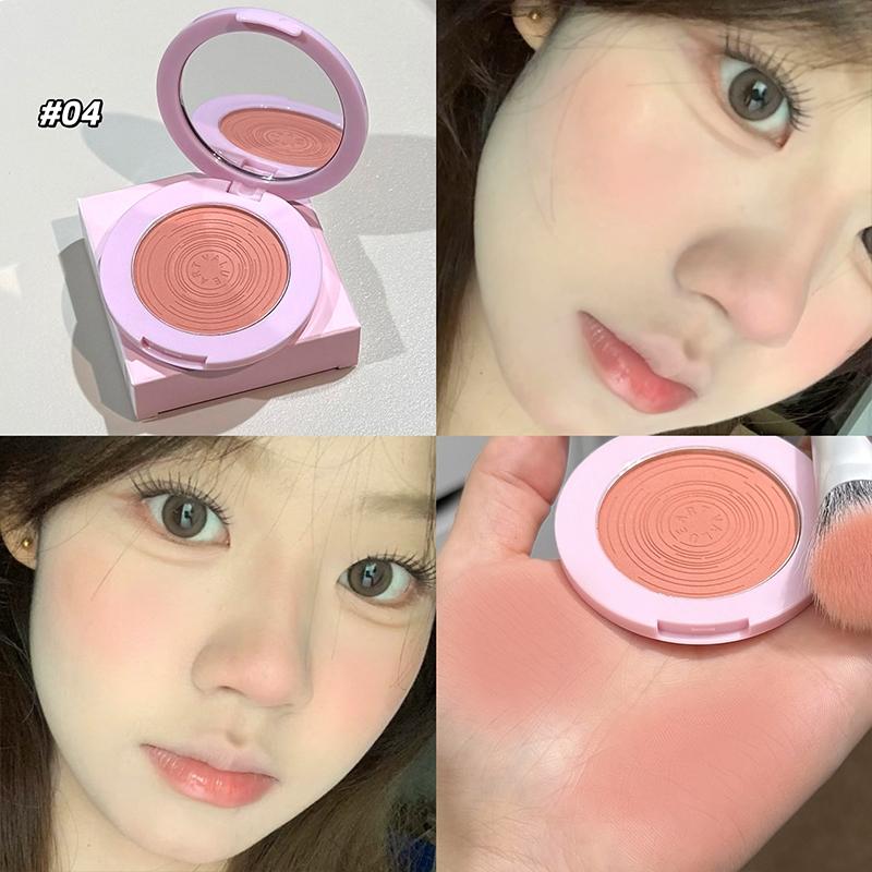 Spring Monochrome Blush Powder, Cute Atmosphere Macaron Series, Visible Color Blush Palette, Suitable for All Skin Types, Brightening Effect