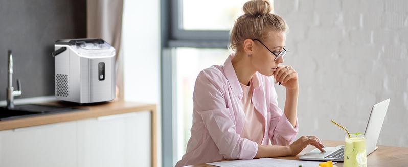 COWSAR Nugget Ice Maker Countertop, Chewable Nugget Ice Cubes Machine, Quick Ice Making 34Lbs/Day, Self-Cleaning, Portable Stainless Steel Ice Machine for Home Kitchen Office Party