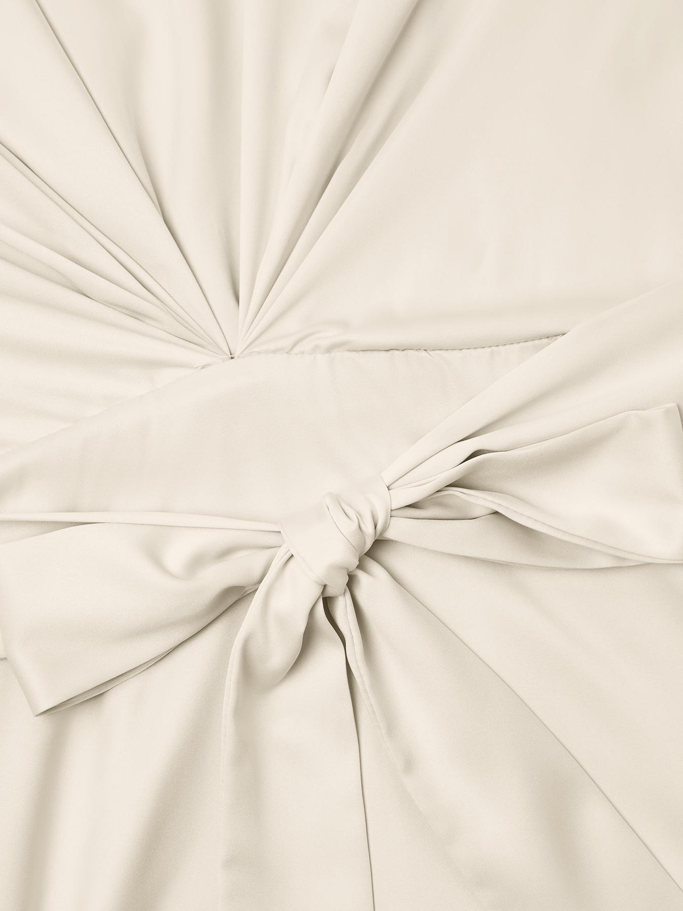 Elegant Chic Sleeveless Deep V Neck Fitted Dress, High Waist Drawstring Bowknot Umbrella Hem Slit, Perfect for Formal Evening Parties and Casual